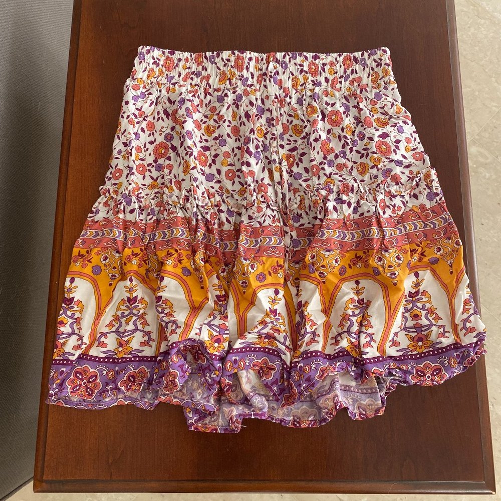 Floral Drawstring Mini Skirt